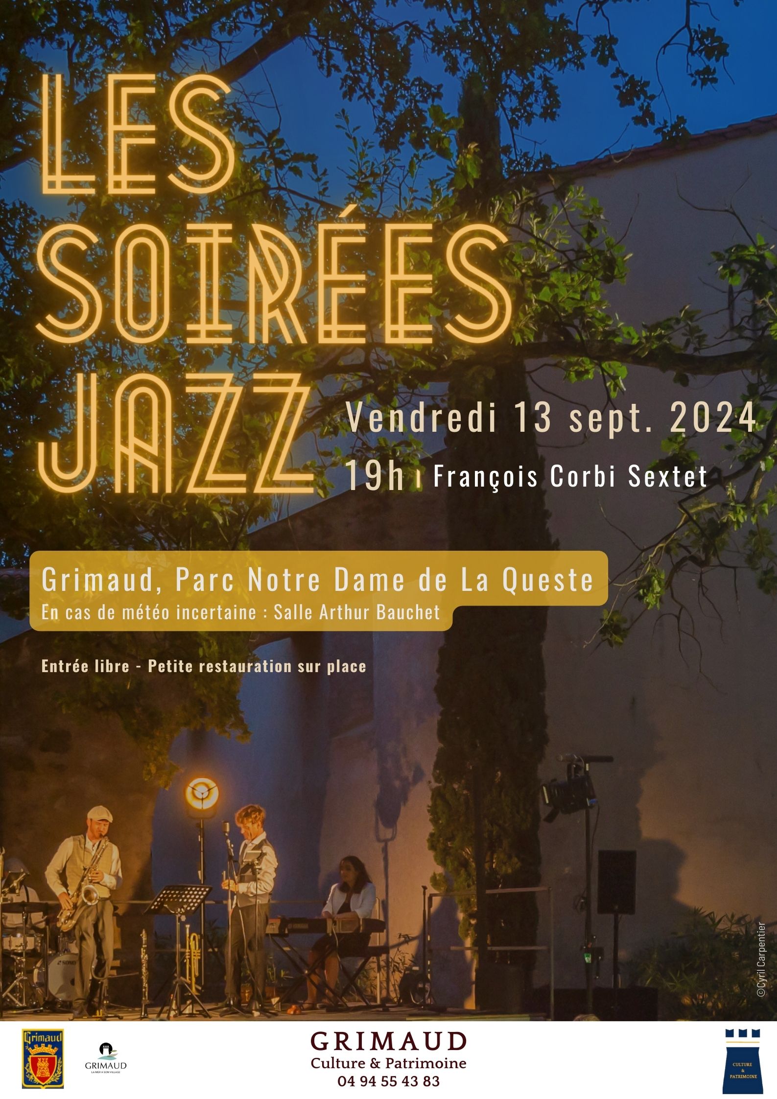 Vendredi 13 septembre 2024 - Soirée Jazz avec François Corbi Sextet