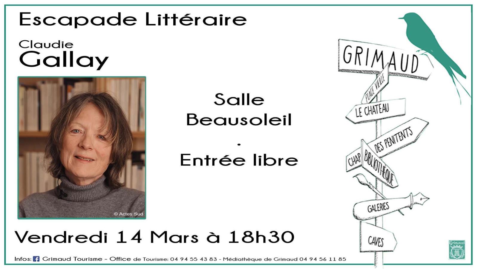 vendredi 14 mars : Escapade littéraire - Claudie Gallay